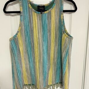 W5 Multicolored Tank Top with Scoop Neck Sleeveless Boxy Relaxed Style